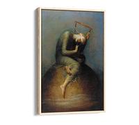 George Frederic Watts Hope Canvas Floater Frame Print Picture Art - Light Oak Frame 16 inch wide x 24 inch high