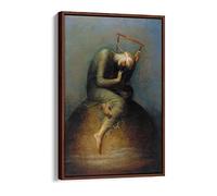 George Frederic Watts Hope Canvas Floater Frame Print Picture Art - Walnut Frame 24 inch wide x 36 inch high