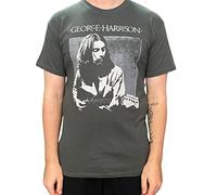 George Harrison Men's Live Portrait Short Sleeve T-Shirt, Grey (Charcoal), Large