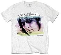 George Harrison Men's Water Colour Portrait Short Sleeve T-Shirt, White, Medium