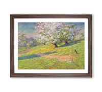 George Herbert Baker Apple Blossoms Classic Painting Framed Wall Art Print, Ready to Hang Picture for Living Room Bedroom Home Office Décor, Walnut A2 (64 x 46 cm)