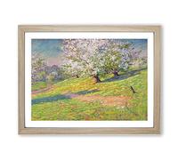 George Herbert Baker Apple Blossoms Classic Painting Framed Wall Art Print, Ready to Hang Picture for Living Room Bedroom Home Office Décor, Oak A4 (34 x 25 cm)
