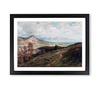 George Herbert Baker San Fernando Valley Classic Painting Framed Wall Art Print, Ready to Hang Picture for Living Room Bedroom Home Office Décor, Black A4 (34 x 25 cm)