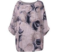 George Hilton Ladies Italian Circle Print Cotton Crop Top Women Casual Lagenlook Summer Shirt One Size (10-18) UK (White), S-XXL