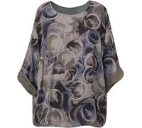 George Hilton Ladies Italian Circle Print Cotton Crop Top Women Casual Lagenlook Summer Shirt One Size (10-18) UK (Khaki)