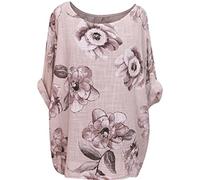 George Hilton Ladies Italian Cotton Crop Top with Quirky Floral Print - Perfect Summer Tunic Dress for Women (One Size 10-18 UK) (Beige)