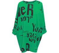 George Hilton Ladies Italian Plus Oversized Cotton LOVE Women Top for Spring/Autumn One Size (14-22) UK (Emerald)