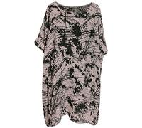 George Hilton Ladies Italian Tie & Dye Abstract Print Cotton Top Women Casual Summer Relaxed fit Tunic Scoop Neck Shirt Size 14-22 UK (Mocha)