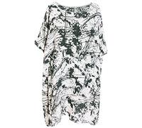 George Hilton Ladies Italian Tie & Dye Abstract Print Cotton Top Women Casual Summer Relaxed fit Tunic Scoop Neck Shirt Size 14-22 UK (White)