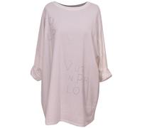 George Hilton Ladies Tunic Tops Women Long Sleeves Italian Top Cotton Summer Shirt Round Neck Loose Fit Dress Casual Plus Size Tops for Ladies Pullover Blouses Party Girls T-Shirts UK (14-24) - White