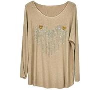 George Hilton Women Italian Top Heart Print Jumpers Long Sleeves Tunic Shirt Round Neck Loose Fit Dress Casual Blouses for Ladies Pullover One Size Pullover Jumper for Party, Christmas UK Size (8-16)