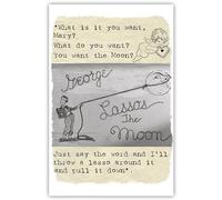 George Lassos the Moon Greetings Card, It's a Wonderful Life Card, Large Size 5.8" x 8.3".