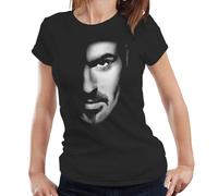 George Michael Closer Face Ladies T-Shirt - Retro Wham Live Aid Tee - XL Black