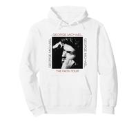 George Michael Portrait Faith Tour Graphic Pullover Hoodie, Adult Unisex, White, Large