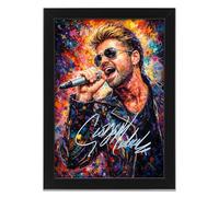 George Michael Signed Poster Print - Limited Edition Autograph Fan Gift - Collectible Memorabilia Art Style Wall Art Merchandise (A4 Framed)
