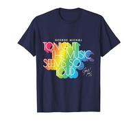 George Michael Tonight The Music Retro Rainbow (Light) T-Shirt, Men, Navy Blue, XX-Large