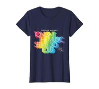 George Michael Tonight The Music Retro Rainbow (Light) T-Shirt, Women, Navy Blue, 3X-Large