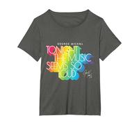 George Michael Tonight The Music Retro Rainbow (Light) T-Shirt, Women's Plus, Asphalt Grey, 5X