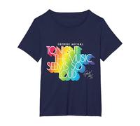 George Michael Tonight The Music Retro Rainbow (Light) T-Shirt, Women's Plus, Navy Blue, 2X