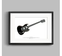 George Morgan Illustration Angus Young’s Gibson SG guitar ART POSTER A2 size