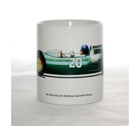 George Morgan Illustration Formula One Mug. Jim Clark, Lotus 25 Climax, 1962 British GP Winner