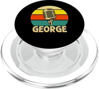 GEORGE Name Retro Microphone Music 80s Vintage for Men Kids PopSockets PopGrip for MagSafe