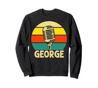 GEORGE Name Retro Microphone Music 80s Vintage for Men Kids Sweatshirt