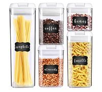 George Olivier Food Storage Containers | Set of 5 Kitchen Storage Containers + 8x Chalkboard Labels & Marker | The Perfect Airtight Food Storage Container for Cereal, Flour, Rice, Pasta & More!