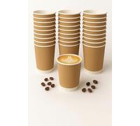 George Pack 100 X 4 oz Brown Kraft Ripple Paper Cups - 100 Pack, Triple-Wall Insulated Disposable Hot Drink & Espresso Cups for Coffee, Tea & Takeaway, Leak-Proof for Travel or Office 4OZ