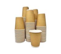 George Pack 1000 X 12oz Takeaway Coffee Cups Strong Disposable Kraft Paper Cups Triple Walled Leak-Proof Recyclable Insulated Brown Ripple Drinking Cups for Hot, Cold Drinks Coffee Tea Beverages 12 OZ