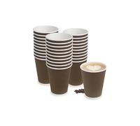 George Pack 1000 X 8oz Takeaway Coffee Cups - Strong - Disposable Kraft Paper Cups Triple Walled Leak-Proof, Recyclable Insulated Brown Ripple Drinking Cups for Hot Drinks Coffee, Tea, Beverages 8 OZ