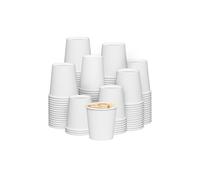 George Pack - 10oz Plain White Paper Cups - (100 Pack) - Single Wall White Disposable Coffee Cups for Hot & Cold Drinks - 300 ml Paper Cups 10 OZ