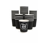 George Pack - 500 X 10 OZ - Black Ripple Disposable Paper Coffee Cups 10oz / 300 ml - Case of 500 - Triple Wall Takeaway Cups for Hot and Cold Drinks 10 Ounce