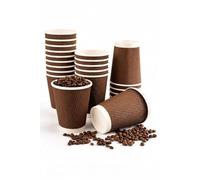 George Pack 500 x 8oz Ripple Brown Kraft Paper Cups - Strong 3-PLY Disposable Insulated Coffee Cups - Leak-Proof Recyclable Drinking Cups for Hot Drinks, Tea, Coffee and Beverages 500 Pack 8 oz