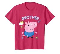 George Pig Brother Portrait T-Shirt, Youth, Red Heather, 2T