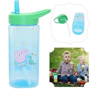 George Pig Kids Water Bottle - 420ml BPA Free Non Spill Straw Bottle for School, Flip Lid Leakproof Reusable Drinking Bottle for Boys, Toddler Character Water Bottle for Travel & Sports