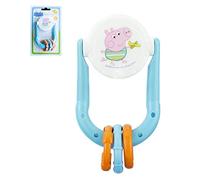 George Pig Rattle Teether 10.5cm, BPA Free Silicone Baby Soothing Teether, Easy to Hold Newborn Teething Toys Gift for Babies 3+M (Blue)