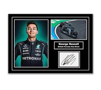 George Russell British Racing Driver Signed Photo Print, Mercedes Petronas Team, Memorabilia (A4 Unframed)
