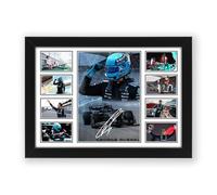 George Russell Formula 1 Driver Signed Poster Print - Limited Edition Autograph Fan Gift - Collectible Memorabilia F1 Car Racing, Mercedes Formula One Collage Wall Art (A3 Framed)