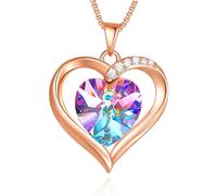 GEORGE · SMITH Necklaces for Women, 18K Rose Gold Plated Crystal Love Heart Pendant Necklaces, Craystal Jewelry Gifts for Women Christmas Day/Birthday/Anniversary
