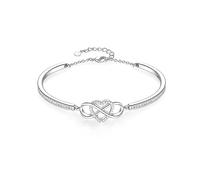 GEORGE · SMITH Zircon Infinity Bracelet for Women Girls, Silver Plated Infinity Heart Jewelry Gifts for Mom Wife Birthday Valentines Mothers Day (Silver)