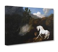 George Stubbs Horse Frightened by a Lion Canvas Print | Gallery Wrapped 30mm Frame Wall Art | 20x14 inches | Ready to Hang | Modern Animals Picture | Living Room Bedroom Lounge Office