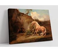 George Stubbs Horse Frightened by a Lion Canvas Wall Art Picture Print - 18 inch wide x 12 inch high (Frame Depth 30mm)