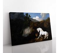 George Stubbs Horse Frightened by a Lion Classic Painting Canvas Wall Art Print Ready to Hang, Framed Picture for Living Room Bedroom Home Office Décor, 50x35 cm (20x14 Inch)
