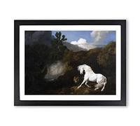 George Stubbs Horse Frightened by a Lion Classic Painting Framed Print | A2 Black Framed Wall Art | Ready to Hang | Classic Animal Picture | Living Room Bedroom Lounge Office