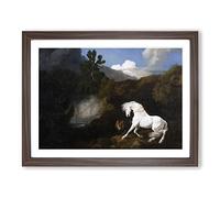 George Stubbs Horse Frightened by a Lion Classic Painting Framed Wall Art Print, Ready to Hang Picture for Living Room Bedroom Home Office Décor, Walnut A2 (64 x 46 cm)