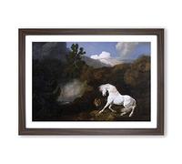 George Stubbs Horse Frightened by a Lion Framed Print | A2 Walnut Framed Wall Art | Ready to Hang | Modern Animal Picture | Living Room Bedroom Lounge Office