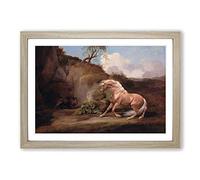 George Stubbs Horse Frightened by a Lion Vol.2 Framed Print | A2 Oak Framed Wall Art | Ready to Hang | Modern Animal Picture | Living Room Bedroom Lounge Office