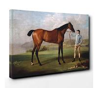 George Stubbs Molly Long Legs Horse with her Jockey Canvas Print | Gallery Wrapped 30mm Frame Wall Art | 24x16 inches | Ready to Hang | Modern Animals Picture | Living Room Bedroom Lounge Office
