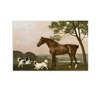 George Stubbs Paintings Wall Art Poster Prints A Bay Hunter With Two Spaniels Painting On Canvas Wall Art Scroll Picture Print Living Room Walls Decor Homes Unframe 20x30inch(50x75cm)